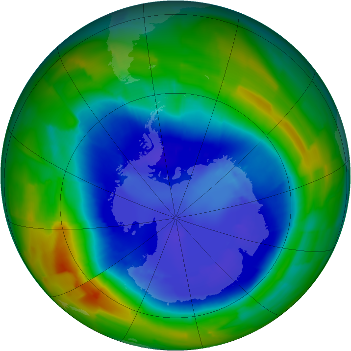 Antarctic ozone map for 02 September 2011